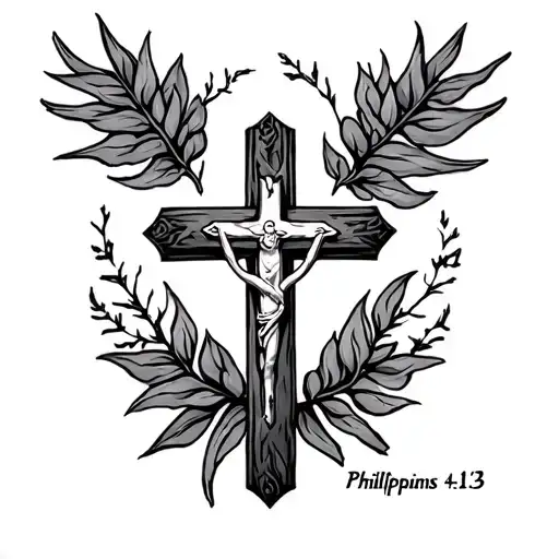 Philippians 4:13 with a cross tattoo design idea