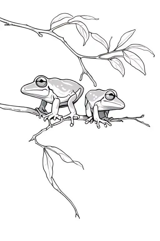 white's dumpy tree frogs on a branch tattoo design idea