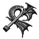 ankh with bat tattoo design idea