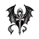 ankh with bat tattoo design idea