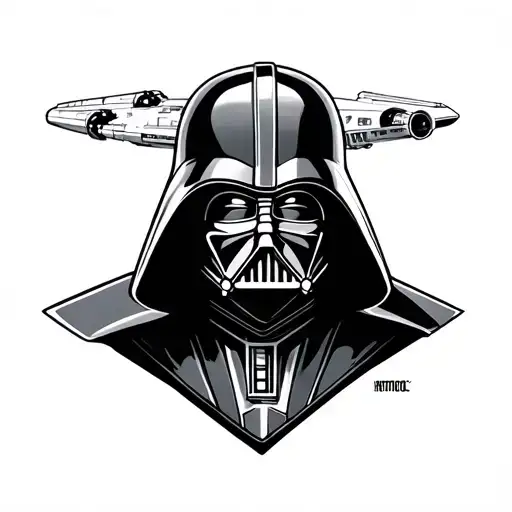 Starwars Vader and starship tattoo design idea