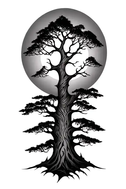 sun and tree Blackfoot creation story black and white sleeve tattoo  tattoo design idea