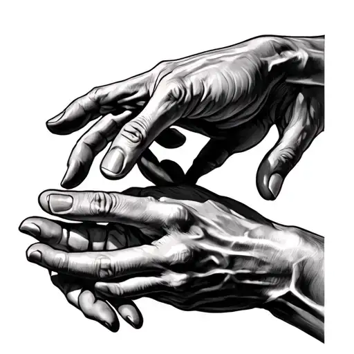the creation of adam hands and under that 'gods got me' tattoo design idea