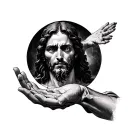 the creation of adam hands and under that 'gods got me' tattoo design idea