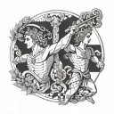 dionysus and apollo in conflict tattoo design idea