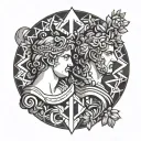 dionysus and apollo in conflict tattoo design idea
