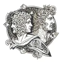 dionysus and apollo in conflict tattoo design idea