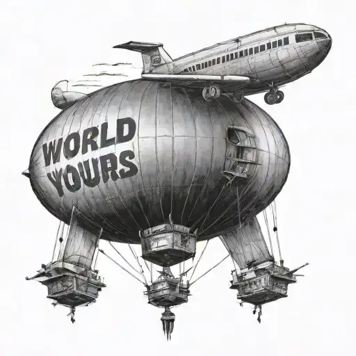 blimp saying "the world is yours" tattoo design idea
