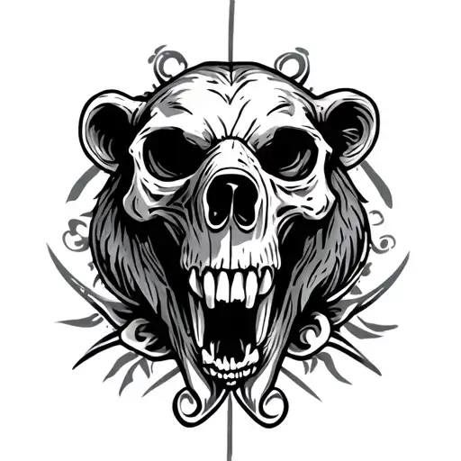 bear skull tattoo design idea