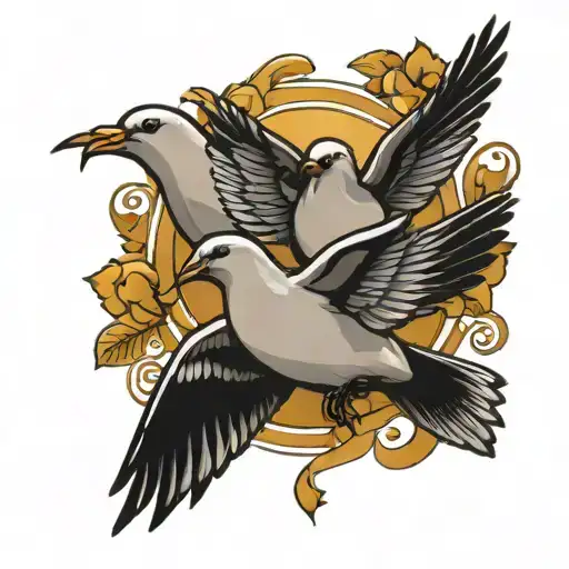 doves flying tattoo design idea
