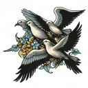 doves flying tattoo design idea