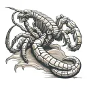 scorpion climbing out of sand with egyptian statue behind tattoo design idea