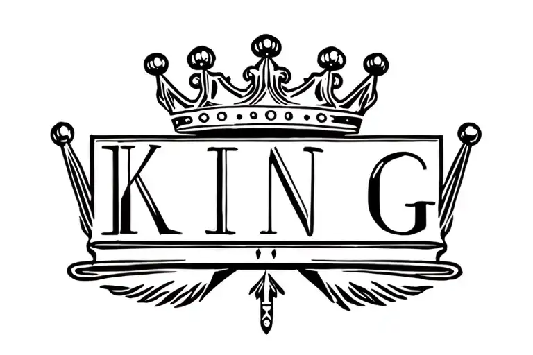 letters black king below a king's crown tattoo design idea