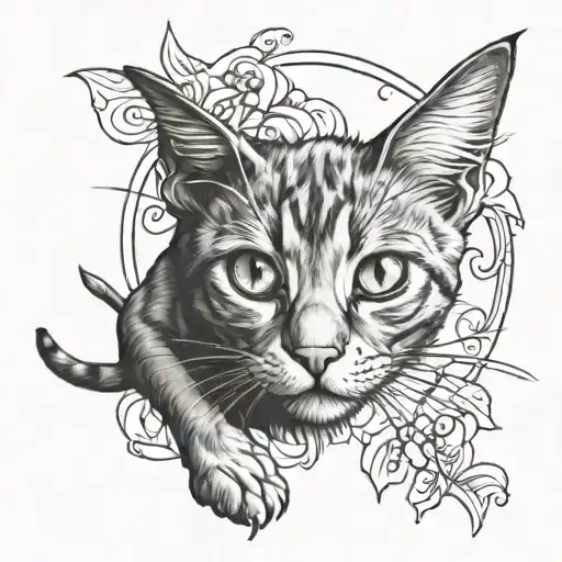 cat insect tattoo design idea