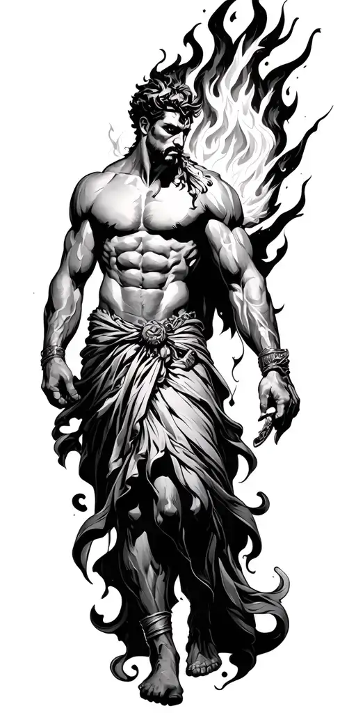 Prometheus stealing fire Chicano style tattoo design idea