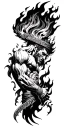 Prometheus stealing fire Chicano style tattoo design idea