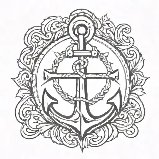 Capricorn anchor surrounded tattoo design idea