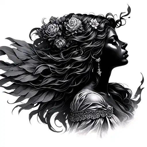 Greek goddess Nyx body tattoo design idea