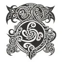 Sri Lankan and Celtic chest, shoulder, and bicep tattoo design idea
