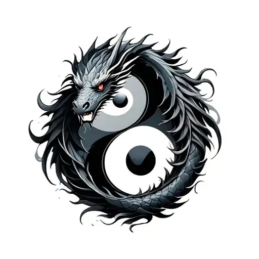Yin Yang Dragon tattoo design idea