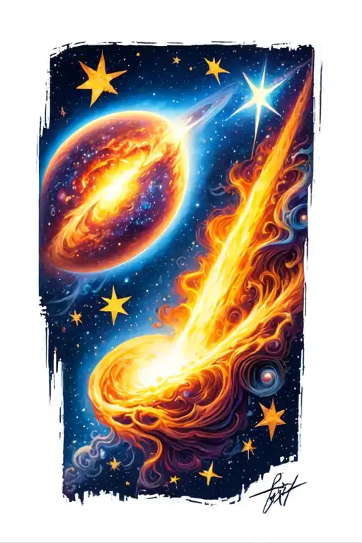 comets stars tattoo design idea