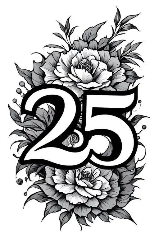 Number 25 combined tattoo design idea