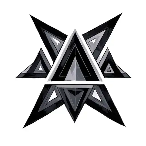 3 triangles with single point in common tattoo design idea