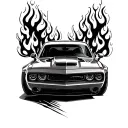 hellcat car with flames tattoo design idea