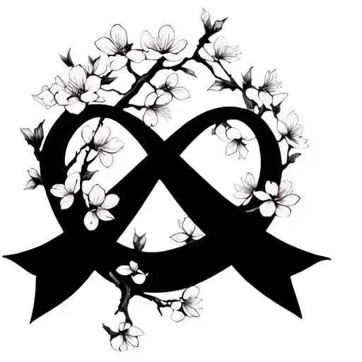 infinity symbol with cherry blossoms tattoo design idea