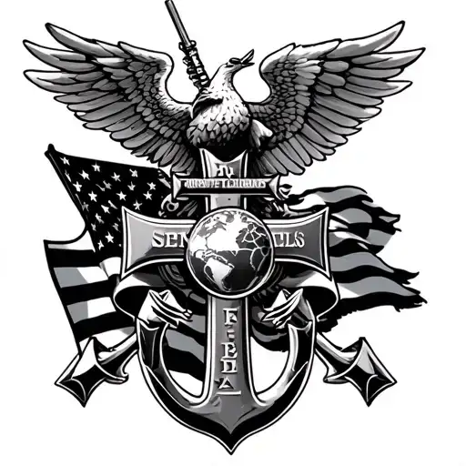 Semper fidelis tattoo for an arm, add in the Templar cross, destroying angel, American flag and eagle globe and anchor tattoo design idea
