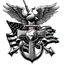 Semper fidelis tattoo for an arm, add in the Templar cross, destroying angel, American flag and eagle globe and anchor tattoo design idea