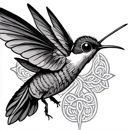 celtic hummingbird hovering bee tattoo design idea