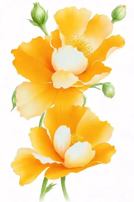 orange California poppy and white peonie flowers tattoo design idea