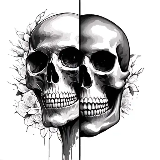 Half Face Half Skull tattoo design idea