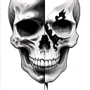 Half Face Half Skull tattoo design idea