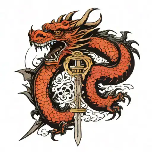 katana libra dragon tattoo design idea