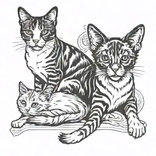 dog and cat sitting outline tattoo tattoo design idea