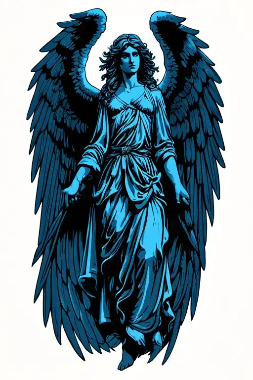 Archangel wings spread tattoo design idea