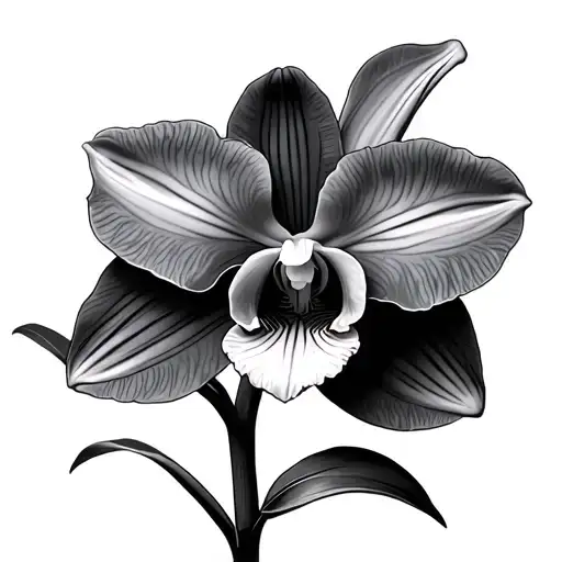 Cattleya Orchid tattoo design idea