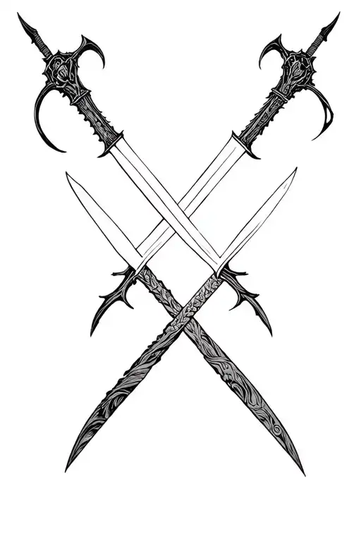 Demon Slayer swords crossed tattoo design idea