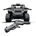 atv arcade guns jeep tattoo design idea