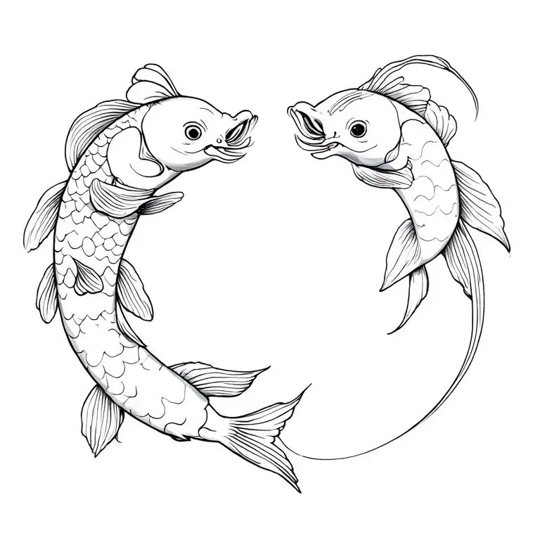jing and jang koi fish swimming alongside tattoo design idea