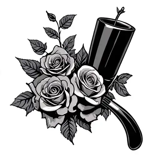 crack pipe with roses wrapped around them tattoo design idea