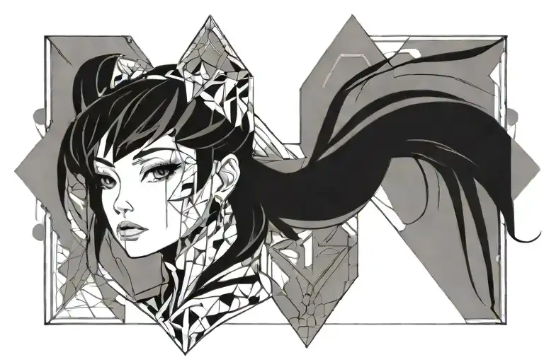 Girl anime character tattoo design idea