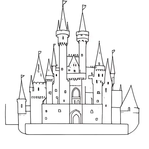 Cinderellas castle outline tattoo design idea