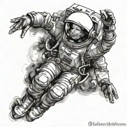 Bali and astronaut tattoo design idea