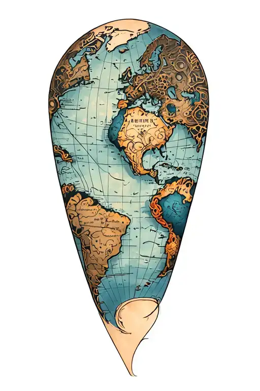 old world map tattoo design idea
