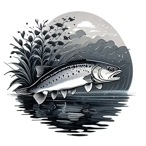 rainbow trout tattoo design idea