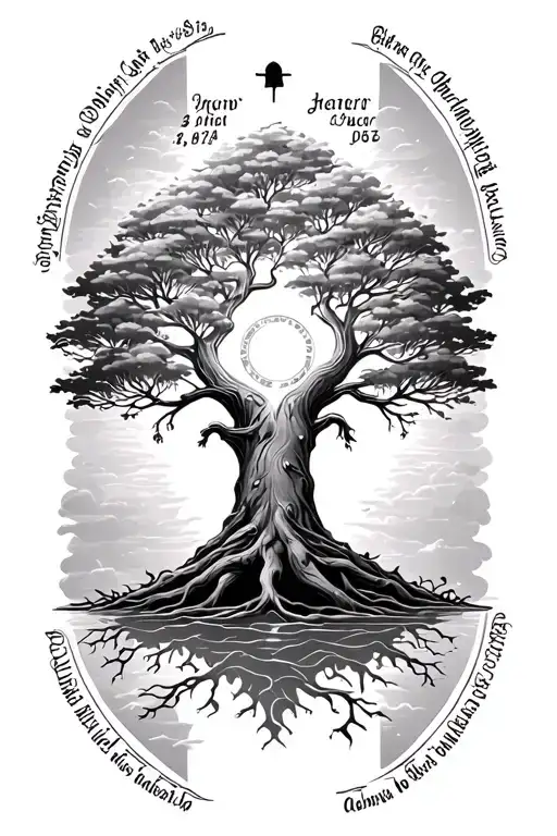 tree of life containing the names of the little children, one of whom has gone to heaven tattoo design idea