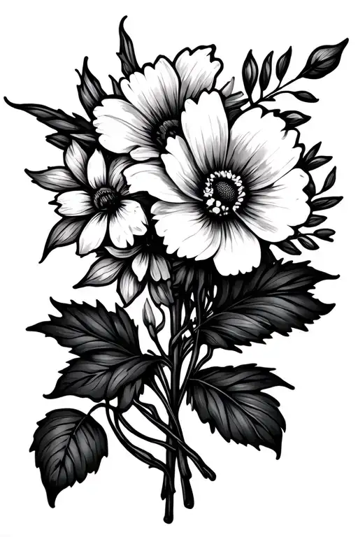 January And December Birth Flower Bouquet" Tattoo tattoo design idea